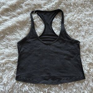 Lululemon Women’s Striped Racerback Crop Tank Top - Gray/Black, Size 6